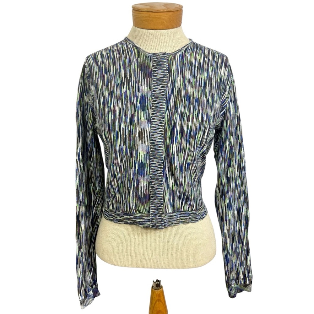 Worth New York Sz P Spacedye Cropped Cardigan Purple Jewel Tone